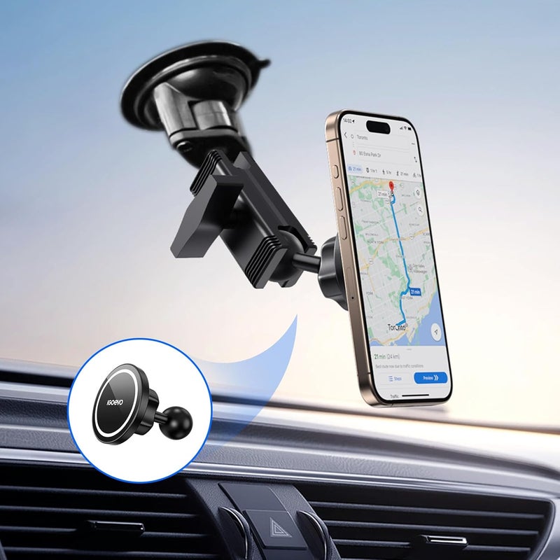 iGoevo 1-Inch B Size Ball Magnetic Phone Mount – Compatible with RAM Bases, Strong Magnet Car Holder for MagSafe and Metal Plate Phones, Dashboard Installation - Image 5